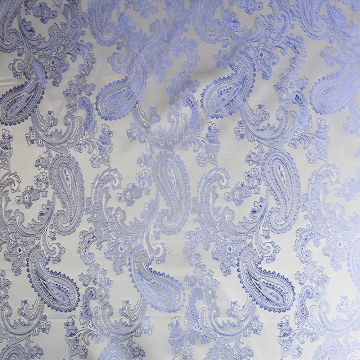 Paisley Poly Viscose Jacquard Fabric 23 Blue Silver 146cm