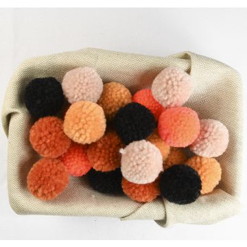 Rico Yarn Pompon Set of 24 Orange Black Mix 