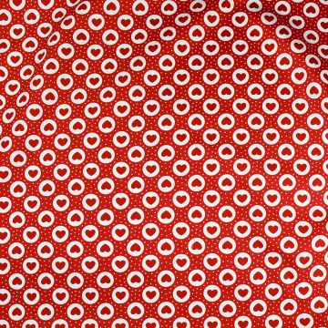 Red Hearts Cotton Poplin Fabric Red 112cm