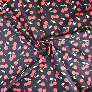 Cherry Poplin Fabric Black 110cm