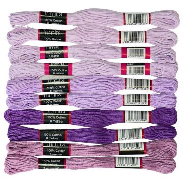 Trimits Embroidery Thread Pack Purples 10pcs x 8mt