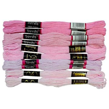 Trimits Embroidery Thread Pack Pinks 10pcs x 8mt