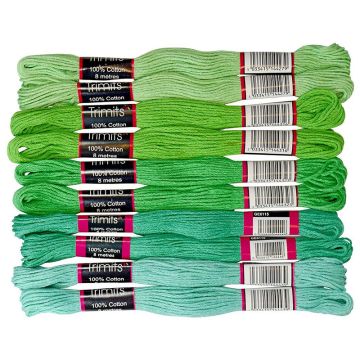 Trimits Embroidery Thread Pack Greens 10pcs x 8mt