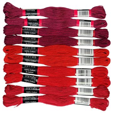 Trimits Embroidery Thread Pack Reds 10pcs x 8mt