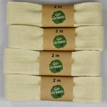 Go Green Nature Taft Cotton Ribbon Hanks 02 Natural 25mm x 2mtrs