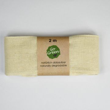 Go Green Nature Taft Cotton Ribbon Hanks 02 Natural 40mm x 2mtrs