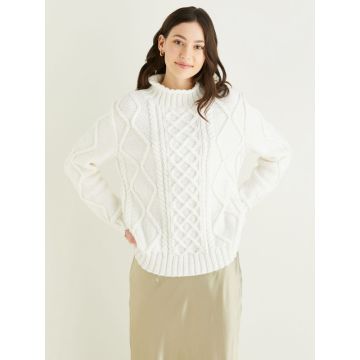 Hayfield Bonus Aran With Wool Ladies Sweater Pattern 10324 81cm-137cm