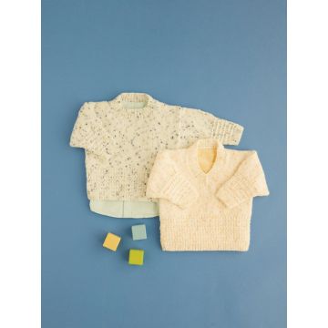 Hayfield Baby Bonus Spots DK Round Neck and V Neck Sweater Pattern 5441 0-2yrs