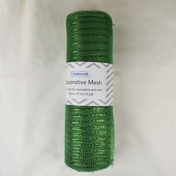 Roll of Habicraft Decorative Metallic Mesh Emerald Green Green 25cm