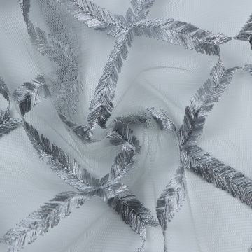 Diamond Embroidered Mesh Fabric L7-2 Silver 128cm