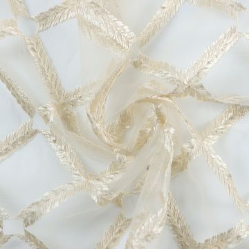 Diamond Embroidered Mesh Fabric L7-5 Champagne 128cm