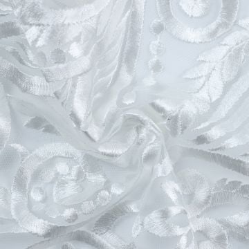 Elegant Embroidered Mesh Fabric L13-4 Ivory 128cm