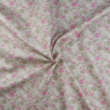 Organic Cotton Floral Design Pink 146cm