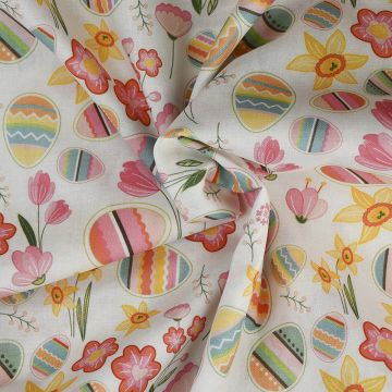 Egg Flowers Digital Cotton Fabric Multi 148cm