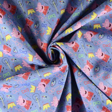 Peppa Pig Party Peppa Cotton Fabric  Multi 150cm