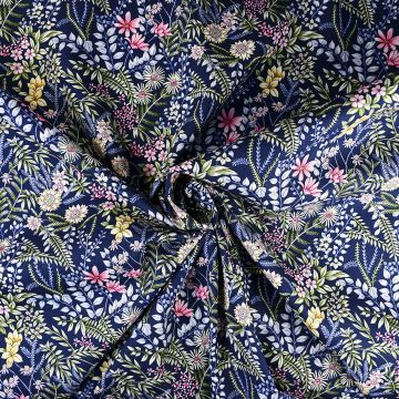 Garden Cotton Poplin Fabric Navy 110cm