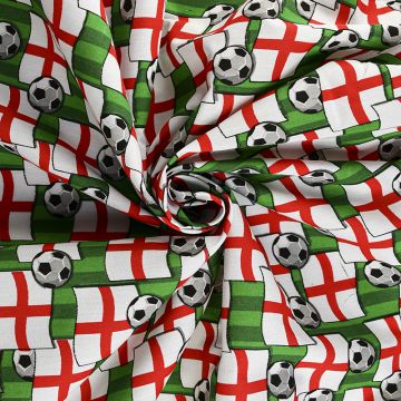 Football Polycotton Fabric Red Green 110cm