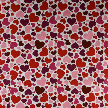 Hearts Polycotton Fabric Pink 110cm