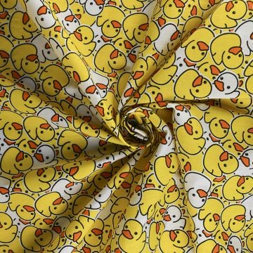 Ducks Polycotton Fabric Yellow 110cm