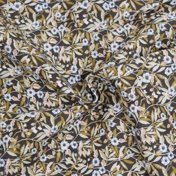 Hidden Garden Floral  Cotton Poplin Fabric  8137-2 Mustard 150cm