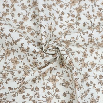 Elegant Floral Cotton Poplin Fabric  8135-1 Cream 150cm