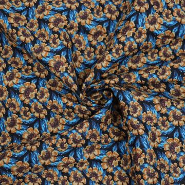Bloom  Floral Cotton Poplin Fabric 8169-2 Blue 150cm