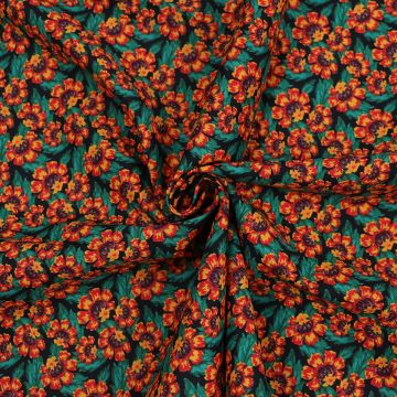 Bloom  Floral Cotton Poplin Fabric  8169-3 Green 150cm