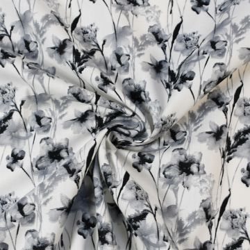 Wild Wood Floral Cotton Poplin fabric  8124-3 Grey 150cm