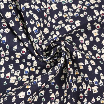 Village Brushed Cotton Twill Fabric R8520-1 Navy 150
