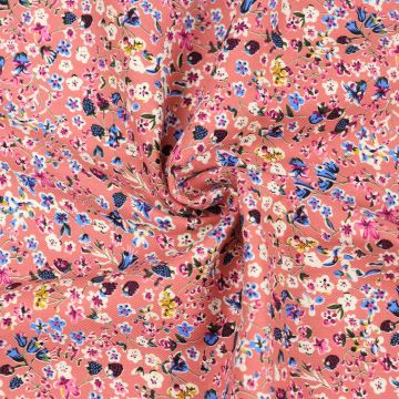 Glorious Floral Brushed Cotton Twill Fabric R8519-1 Pink 150