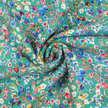 Glorious Floral Brushed Cotton Twill Fabric R8519-3 Green 150