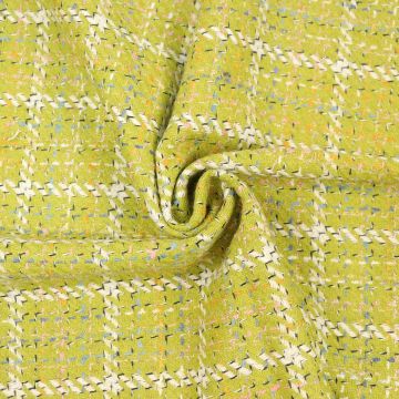 Subtle Lurex Check Wool Blend Fabric  Col 2 Green 150cm