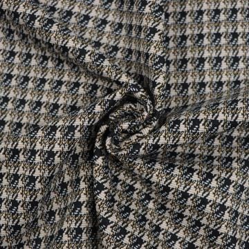 Chequered Jacquard Knit Dresswear Fabric  Col 1 Gold 150cm