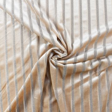 Metallic Striped Velvet Fabric Col 2 Cream 160cm