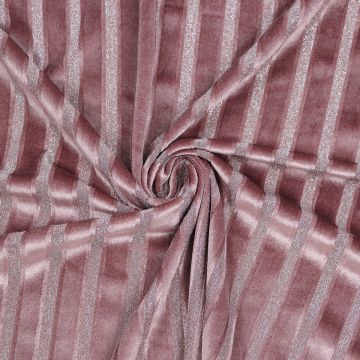 Metallic Striped Velvet Fabric Col 4 Old rose 160cm