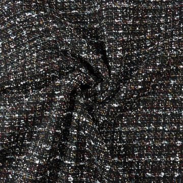 Embroidered Lurex Weave Fabric  Col 4 Black 145cm