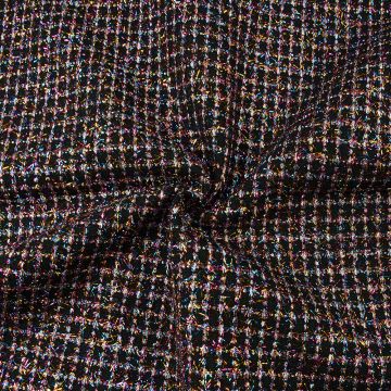Embroidered Lurex Weave Fabric Col 2 Black multi 145cm