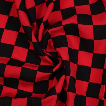 Check Viscose Poplic Fabric  A864-5 Red 143cm