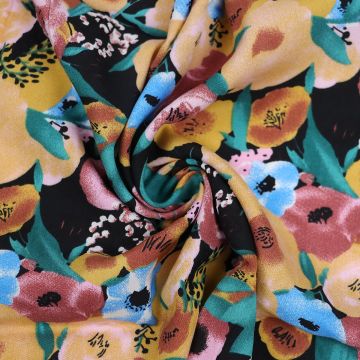 Blossom Viscose Poplin Fabric A681-1 Turquoise 143cm