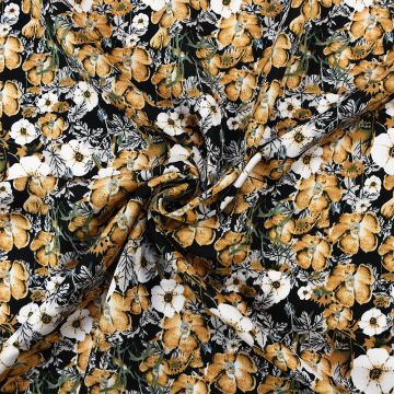 Blossom Viscose Poplin Fabric  A681-2 Brown 143cm