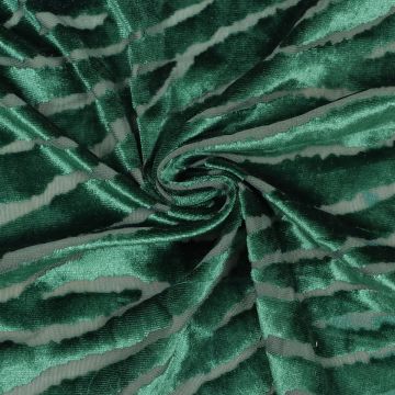 Zebra Burn Out Velvet Fabric  3  Green 150cm