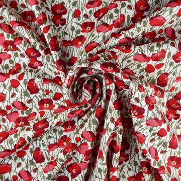 Poppies Cotton Poplin Fabric Green 110cm