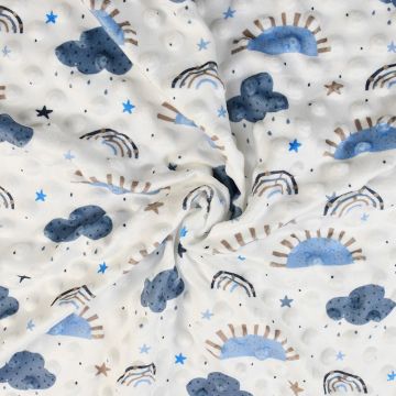 Clouds n Sunshine Minky Velour Fleece Fabric 003 Blue 145cm