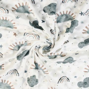 Clouds n Sunshine Minky Velour Fleece Fabric 023 Grey 145cm