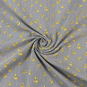 Anchors Cotton Poplin Fabric 082 Yellow Navy 145cm
