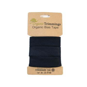 Organic Cotton Poplin Bias Tape Navy 5mt