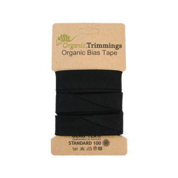 Organic Cotton Poplin Bias Tape Black 5mt