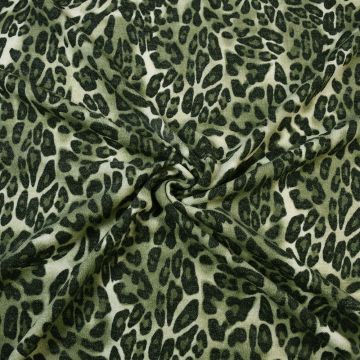 Leopard Soft Knit Fabric Green 27 150cm