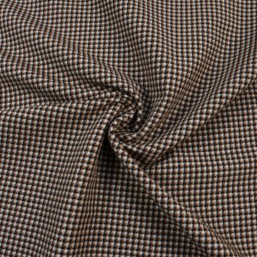 Classic Small Check Weave Fabric Brown 57 147cm