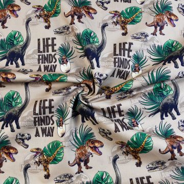 Jurassic Park Life Finds A Way Fabric Multi 110cm